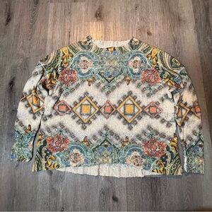 Nicole Sabbattini Lightweight Knit Mix Pattern Sweater Large Boho Fairy Hippie